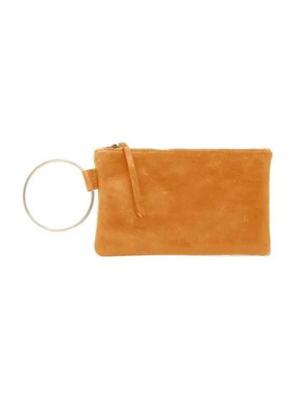 New Able Fozi Leather Wristlet Clutch with Metal Ring - Cognac